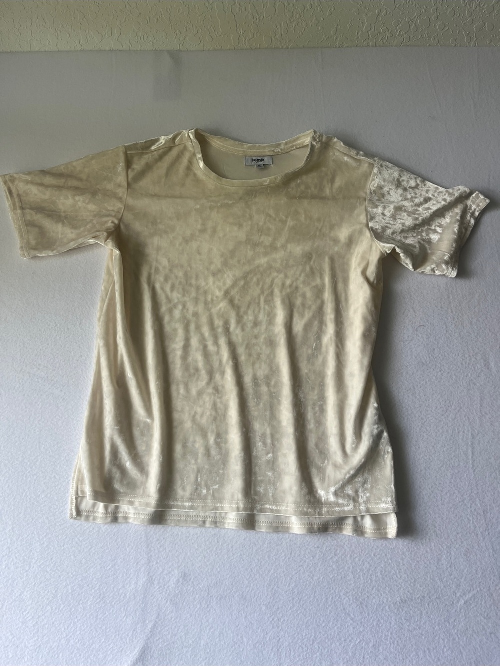 Kensie Cream Velvet Short Sleeve Tee